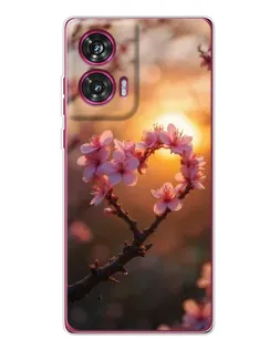 Чехол для Motorola Edge 50 Fusion с картинкой «Розовый цвет сердце на фоне заката» Чехол для Motorola Edge 50 Fusion с картинкой «Розовый цвет сердце на фоне заката»