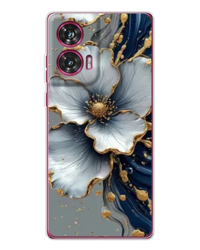 Чохол для Motorola Edge 50 Fusion з картинкою «Біла квітка та золотий флюїд» Чохол для Motorola Edge 50 Fusion з картинкою «Біла квітка та золотий флюїд»