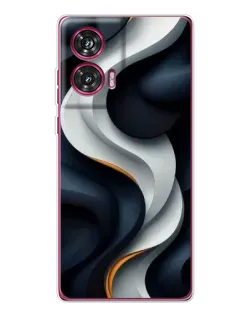 Чехол для Motorola Edge 50 Fusion с картинкой «Объемные черно-белые ленты»