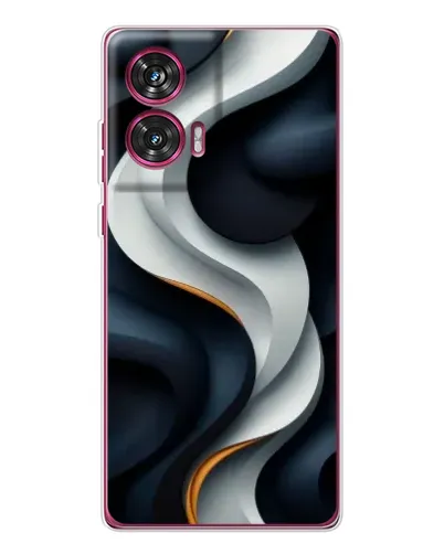 Чехол для Motorola Edge 50 Fusion с картинкой «Объемные черно-белые ленты»