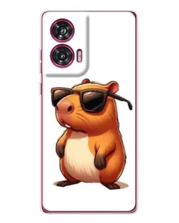 Чехол для Motorola Edge 50 Fusion с картинкой «Капибара в очках»