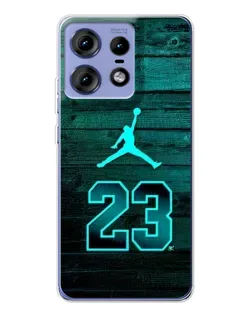 Чехол для Motorola Edge 50 Pro с картинкой «Jordan Cyan 23»