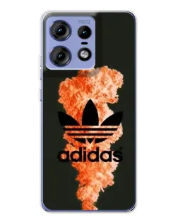 Чехол для Motorola Edge 50 Pro с картинкой «Оранжевый дым Adidas»