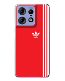 Чехол для Motorola Edge 50 Pro с картинкой «Красный минимализм Adidas»