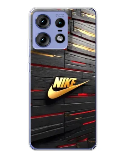 Чехол для Motorola Edge 50 Pro с картинкой «Золотой Nike на металле»