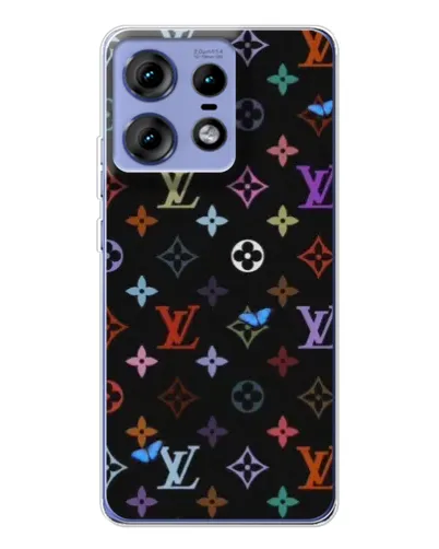 Чехол для Motorola Edge 50 Pro с картинкой «Цветная монограмма LV»