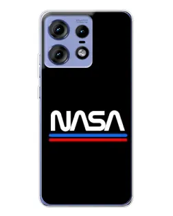 Чехол для Motorola Edge 50 Pro с картинкой «NASA — классика Red Blue» Чехол для Motorola Edge 50 Pro с картинкой «NASA — классика Red Blue»