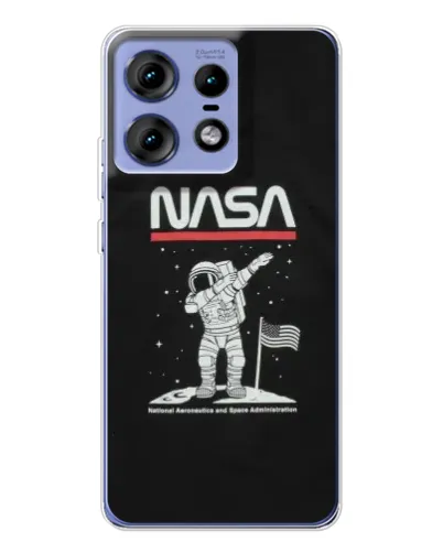 Чехол для Motorola Edge 50 Pro с картинкой «NASA — шагаем по Луне»