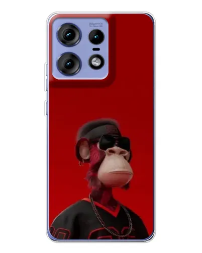 Чехол для Motorola Edge 50 Pro с картинкой «Bored Ape в красном»