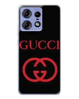 Чехол для Motorola Edge 50 Pro с картинкой «Gucci — красный логотип»