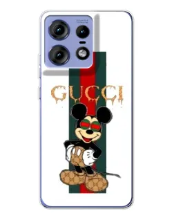 Чехол для Motorola Edge 50 Pro с картинкой «Микки Маус Gucci — полосы»