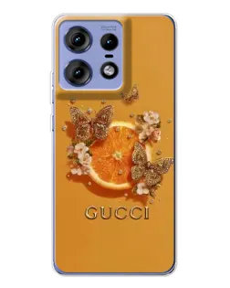Чохол для Motorola Edge 50 Pro з картинкою «Gucci — золоті метелики» Чохол для Motorola Edge 50 Pro з картинкою «Gucci — золоті метелики»