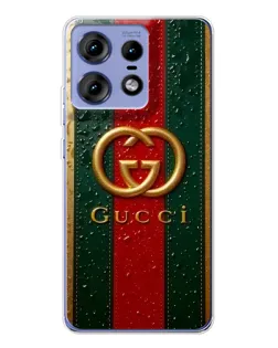 Чохол для Motorola Edge 50 Pro з картинкою «Gucci — фірмова смуга та золото» Чохол для Motorola Edge 50 Pro з картинкою «Gucci — фірмова смуга та золото»