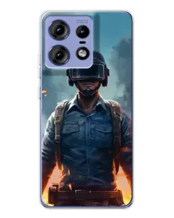 Чехол для Motorola Edge 50 Pro с картинкой «PUBG — реалистичный герой»