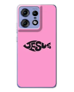Чехол для Motorola Edge 50 Pro с картинкой «Розовый символ  Jesus»