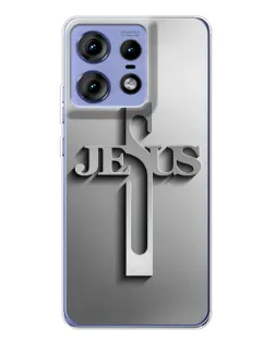 Чохол для Motorola Edge 50 Pro з картинкою «Металевий хрест Jesus»