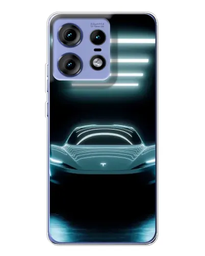 Чехол для Motorola Edge 50 Pro с картинкой «Tesla в неоне»