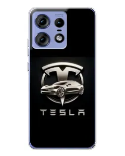 Чехол для Motorola Edge 50 Pro с картинкой «Tesla — серебристое авто» Чехол для Motorola Edge 50 Pro с картинкой «Tesla — серебристое авто»
