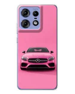 Чехол для Motorola Edge 50 Pro с картинкой «Розовый Mercedes AMG»