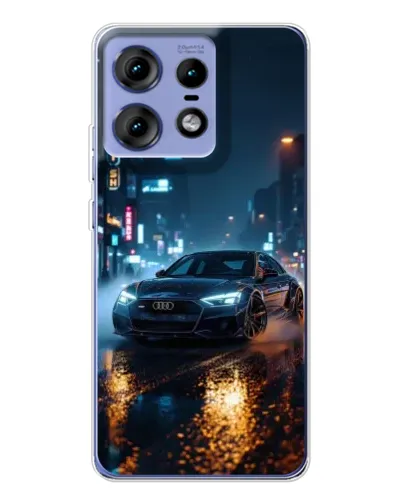 Чехол для Motorola Edge 50 Pro с картинкой «Ночной город и Audi»