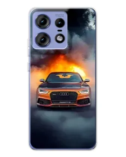 Чехол для Motorola Edge 50 Pro с картинкой «Audi в огненном дыму»