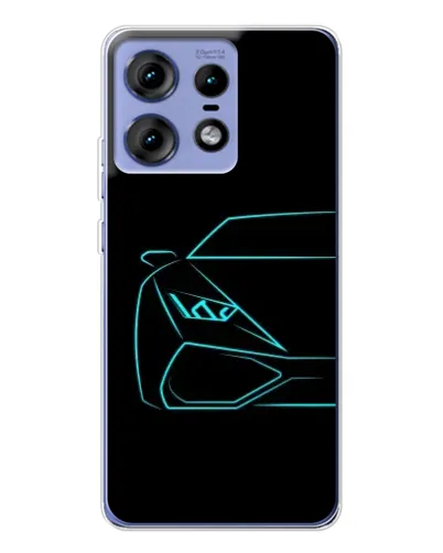 Чехол для Motorola Edge 50 Pro с картинкой «Голубой силуэт Lamborghini»