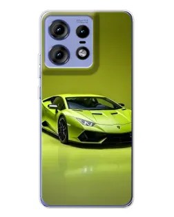 Чехол для Motorola Edge 50 Pro с картинкой «Салатовый Lamborghini Huracan»