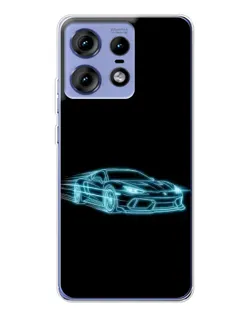 Чехол для Motorola Edge 50 Pro с картинкой «Неоновый контур Lamborghini»