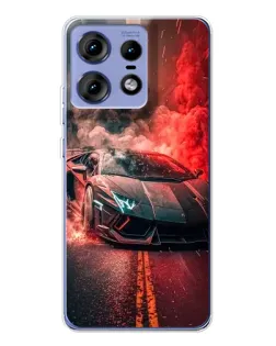 Чехол для Motorola Edge 50 Pro с картинкой «Lamborghini красный дым»