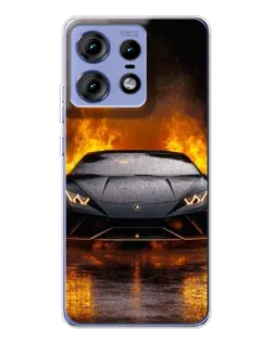 Чехол для Motorola Edge 50 Pro с картинкой «Lamborghini в огне»