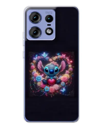 Чохол для Motorola Edge 50 Pro з картинкою «Stitch у квітах»