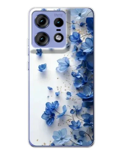 Чехол для Motorola Edge 50 Pro с картинкой «Голубой цветочный каскад»