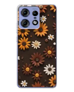 Чехол для Motorola Edge 50 Pro с картинкой «Узор из маленьких подсолнухов»