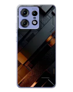 Чехол для Motorola Edge 50 Pro с картинкой «Черные геометрические блоки»