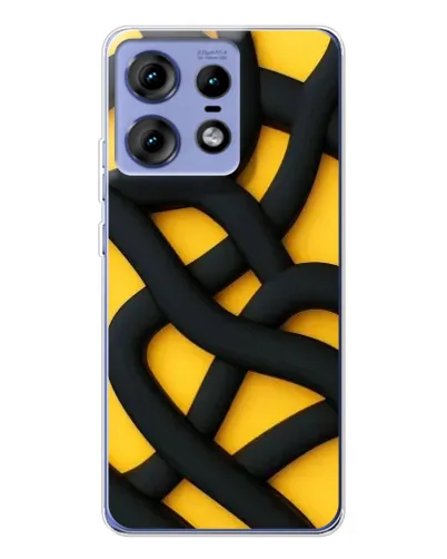 Чехол для Motorola Edge 50 Pro с картинкой «Черное желтое переплетение» Чехол для Motorola Edge 50 Pro с картинкой «Черное желтое переплетение»