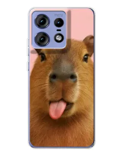 Чохол для Motorola Edge 50 Pro з картинкою «Капібара з язиком»