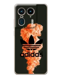 Чехол для Motorola Edge 50 Ultra с картинкой «Оранжевый дым Adidas»