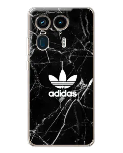 Чехол для Motorola Edge 50 Ultra с картинкой «Белый мрамор Adidas»