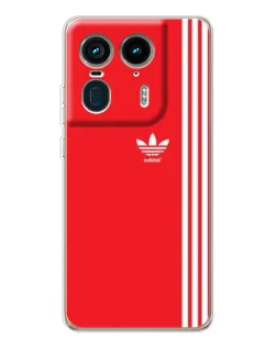 Чехол для Motorola Edge 50 Ultra с картинкой «Красный минимализм Adidas»