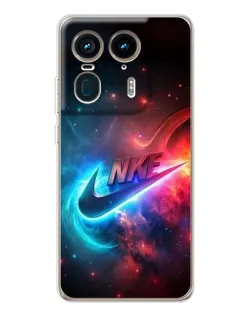 Чехол для Motorola Edge 50 Ultra с картинкой «Огненный логотип Nike»