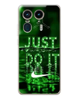 Чехол для Motorola Edge 50 Ultra с картинкой «Зеленый неоновый Nike»