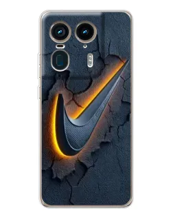 Чехол для Motorola Edge 50 Ultra с картинкой «Объемный логотип Найк»