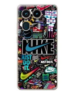 Чохол для Motorola Edge 50 Ultra з картинкою «Яскравий колаж Nike»