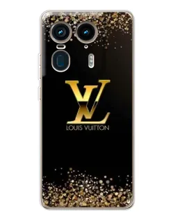 Чехол для Motorola Edge 50 Ultra с картинкой «LV — золотые искры»