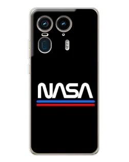 Чехол для Motorola Edge 50 Ultra с картинкой «NASA — классика Red Blue»