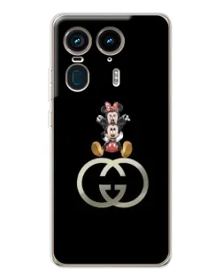 Чехол для Motorola Edge 50 Ultra с картинкой «Минни Маус на лого»