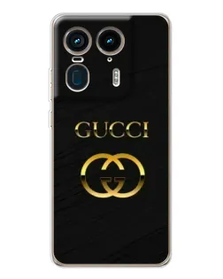 Чехол для Motorola Edge 50 Ultra с картинкой «Золотой логотип Gucci»