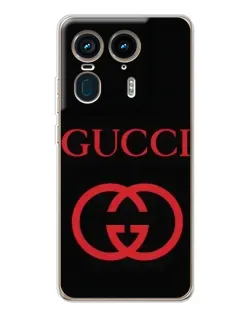 Чехол для Motorola Edge 50 Ultra с картинкой «Gucci — красный логотип»