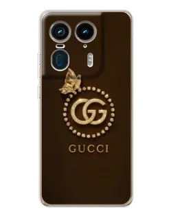 Чехол для Motorola Edge 50 Ultra с картинкой «Gucci — золотая бабочка»
