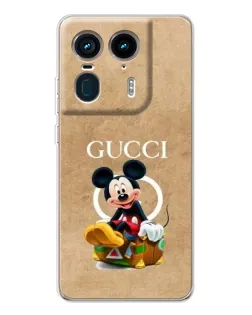 Чехол для Motorola Edge 50 Ultra с картинкой «Микки Маус Gucci — крафт»